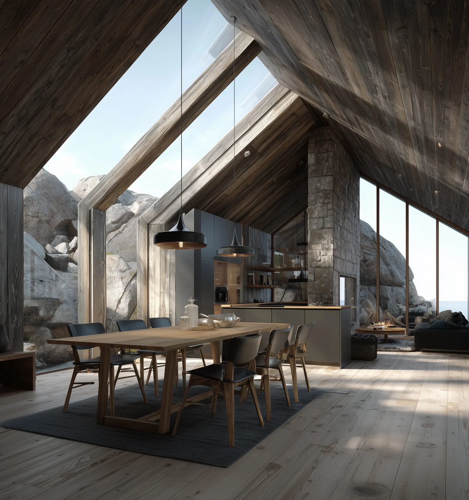 Scandinavian summer house with huge windows in Denmark